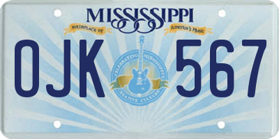MS license plate OJK567