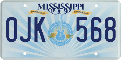 MS license plate OJK568