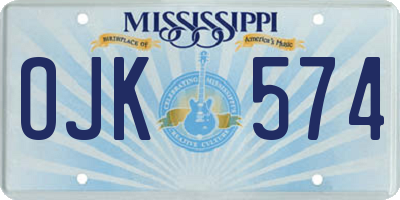 MS license plate OJK574