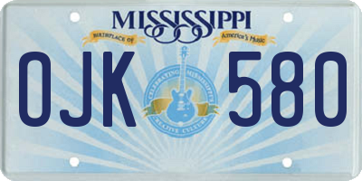 MS license plate OJK580