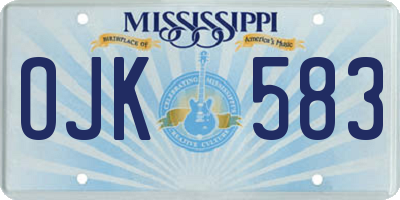 MS license plate OJK583