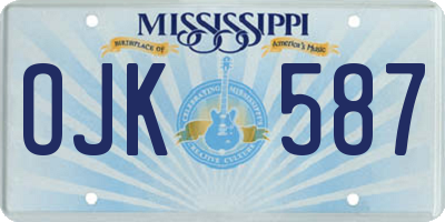 MS license plate OJK587