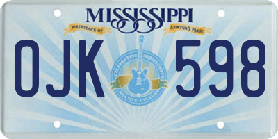 MS license plate OJK598