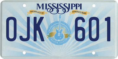 MS license plate OJK601