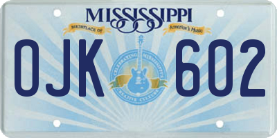 MS license plate OJK602