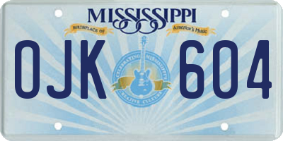 MS license plate OJK604