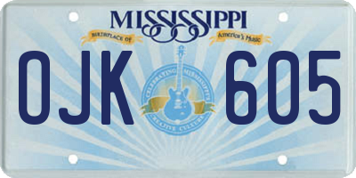 MS license plate OJK605