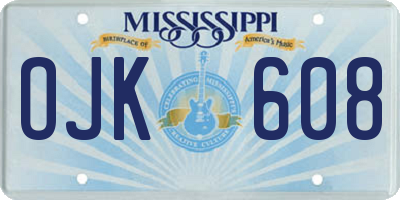 MS license plate OJK608