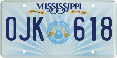 MS license plate OJK618