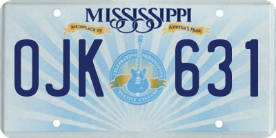 MS license plate OJK631