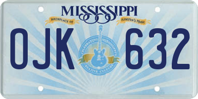 MS license plate OJK632