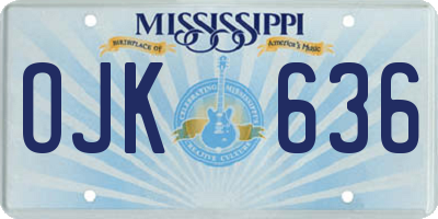 MS license plate OJK636