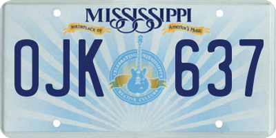MS license plate OJK637