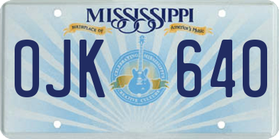 MS license plate OJK640