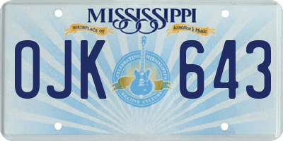 MS license plate OJK643