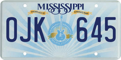 MS license plate OJK645