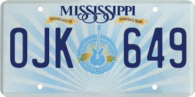 MS license plate OJK649