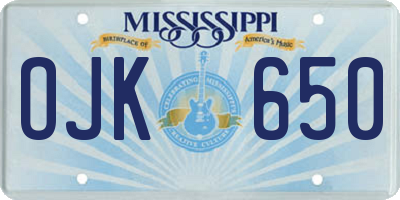 MS license plate OJK650
