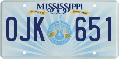 MS license plate OJK651
