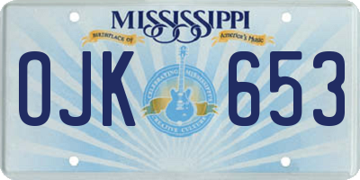 MS license plate OJK653