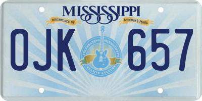 MS license plate OJK657