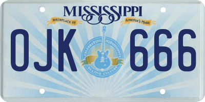 MS license plate OJK666