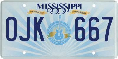 MS license plate OJK667
