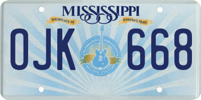 MS license plate OJK668