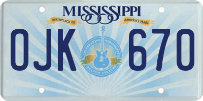 MS license plate OJK670