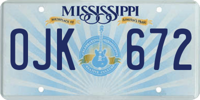 MS license plate OJK672