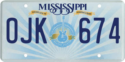 MS license plate OJK674