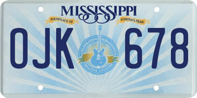 MS license plate OJK678