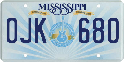 MS license plate OJK680