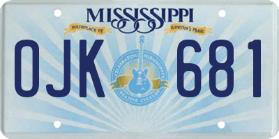 MS license plate OJK681