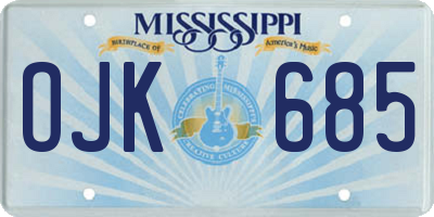 MS license plate OJK685