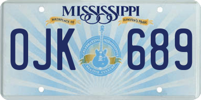MS license plate OJK689