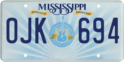 MS license plate OJK694