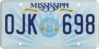 MS license plate OJK698