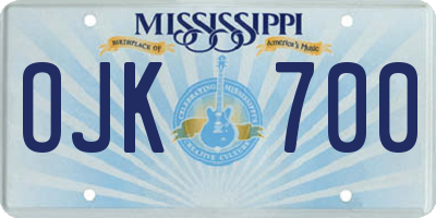 MS license plate OJK700