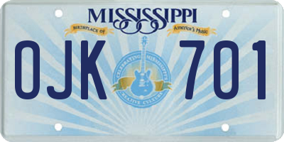 MS license plate OJK701
