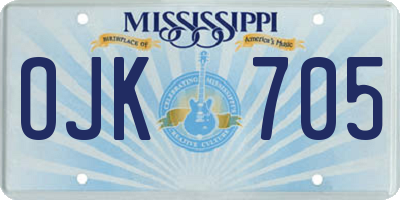 MS license plate OJK705