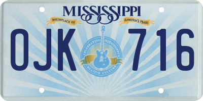 MS license plate OJK716