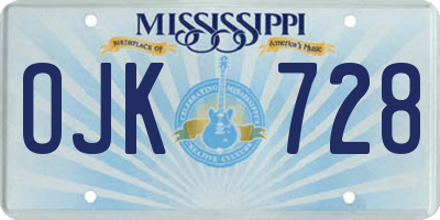MS license plate OJK728