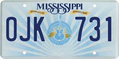 MS license plate OJK731