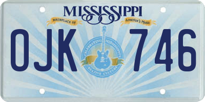 MS license plate OJK746