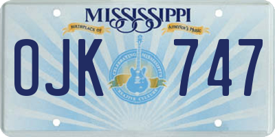 MS license plate OJK747