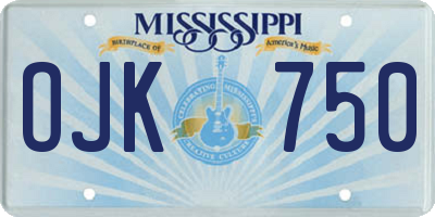 MS license plate OJK750