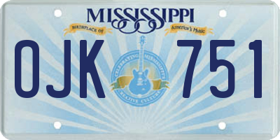 MS license plate OJK751
