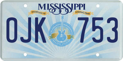 MS license plate OJK753