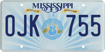 MS license plate OJK755